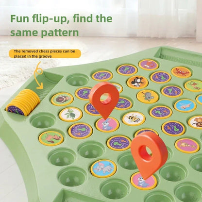 Kids Battle Chess Educational Toy Observation Concentration Training Fun Animal Flip Chess Parent-child Interactive Game Toys by Smarsty