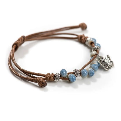 Handmade Vintage Ceramic Butterfly Adjustable Bracelet - Smarsty