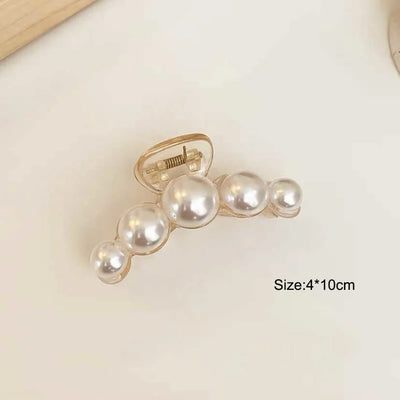Large Pearl Hair Claw Clip Acrylic Fashion Barrette Stylish - Smarsty
