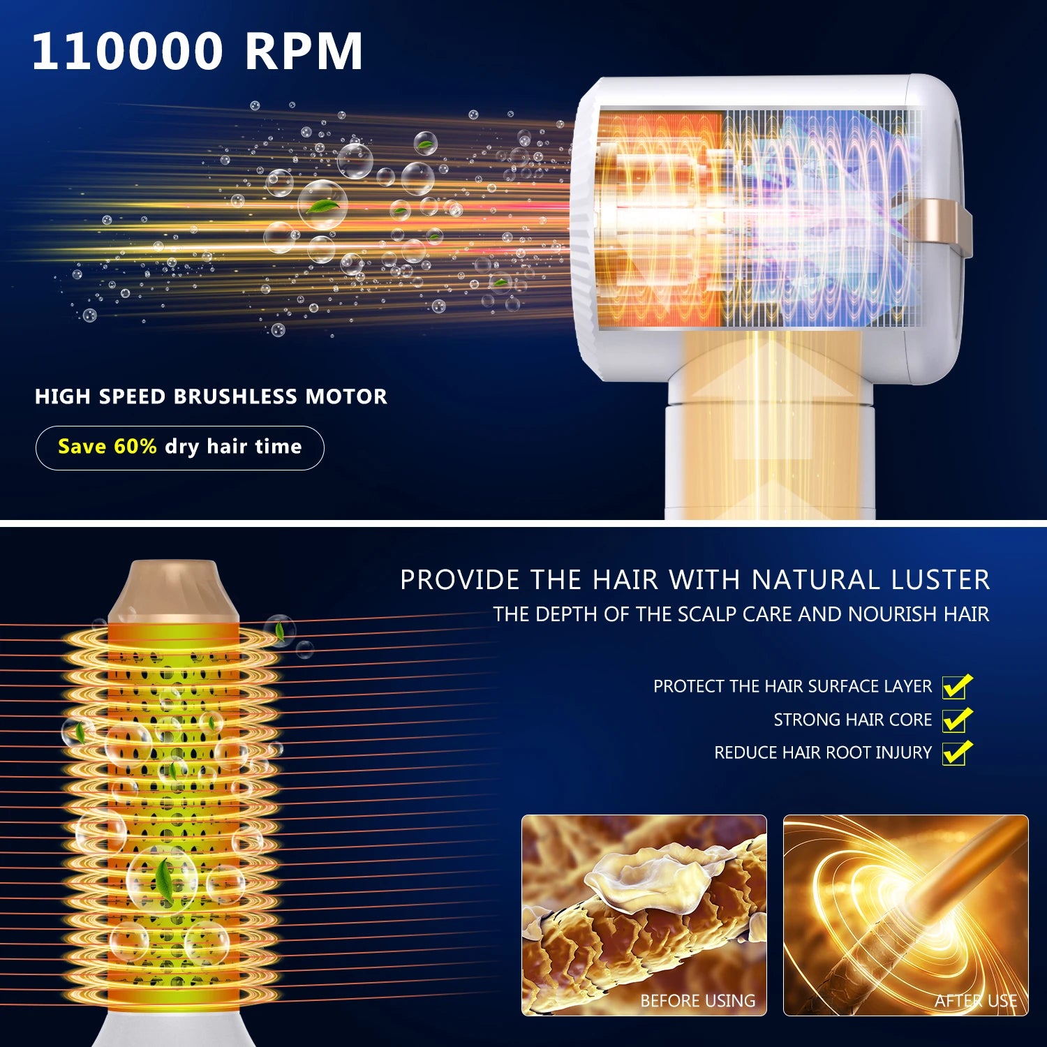 High Speed 7 In 1 Hair Dryer Brush with Diffuser - Smarsty