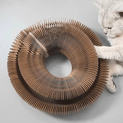 Foldable Cat Scratcher with Bell & Catnip - Multi-Level Cardboard Toy for Kittens, Durable Claw Sharpener - Smarsty