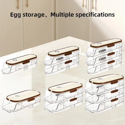 1PCS Home Refrigerator Egg Storage Box Automatic Rolling Eggs Holder Rack Egg Roller Organizer Kitchen Countertop Egg Shelf