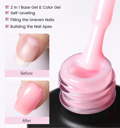 Born Pretty Milky Pink Rubber Base Gel Polish 15ml Self Leveling Formula - Smarsty