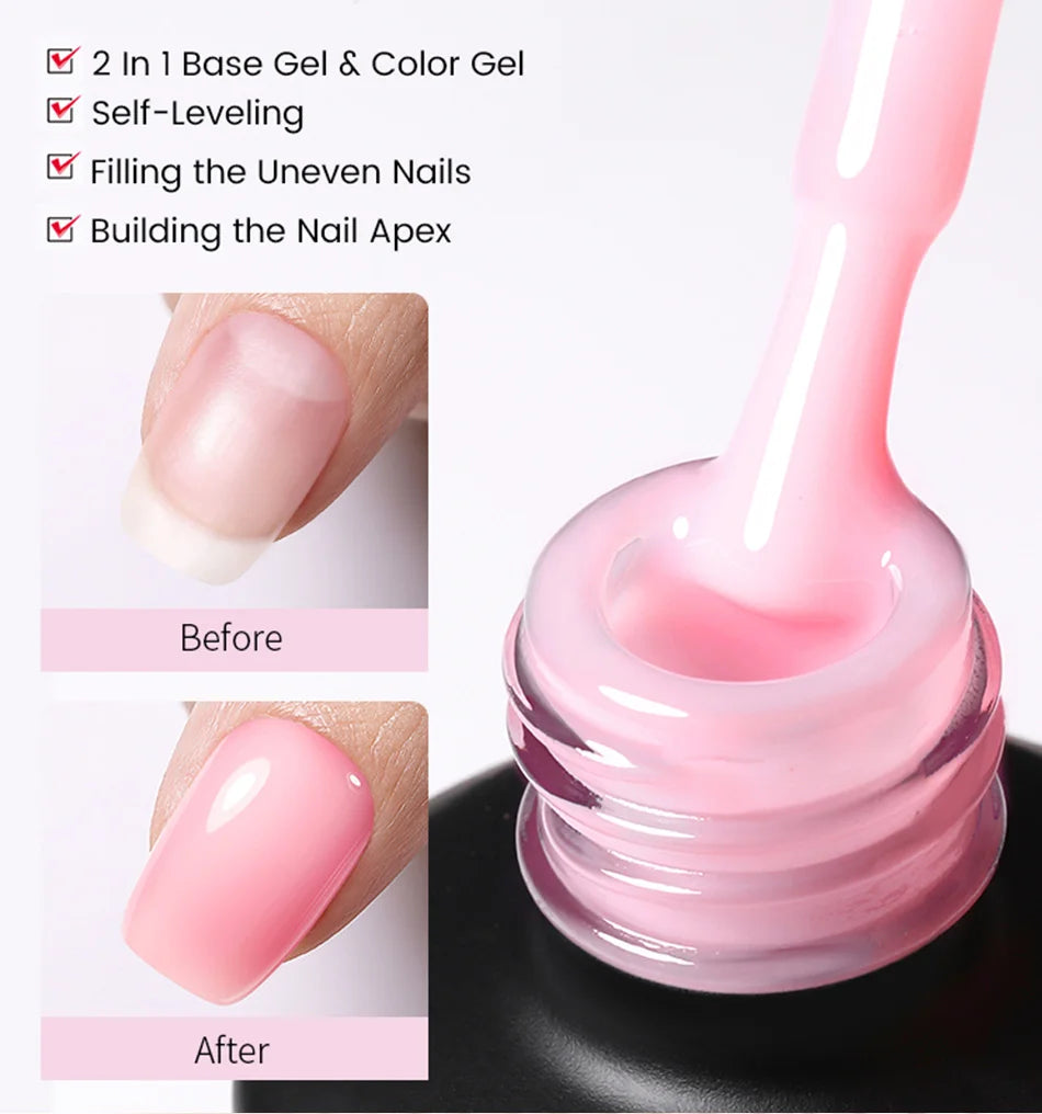 Born Pretty Milky Pink Rubber Base Gel Polish 15ml Self Leveling Formula - Smarsty