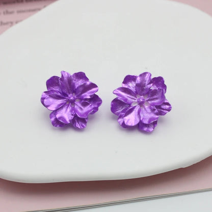 Large White Camellia Resin Stud Earrings Bridal Gift - Smarsty
