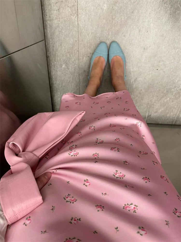 Tossy Summer Printed Fashion Long Skirt For Women High Waist Contrast Patchwork Slim Elegant Party Looks Ladies Y2k Maxi Skirt - Smarsty