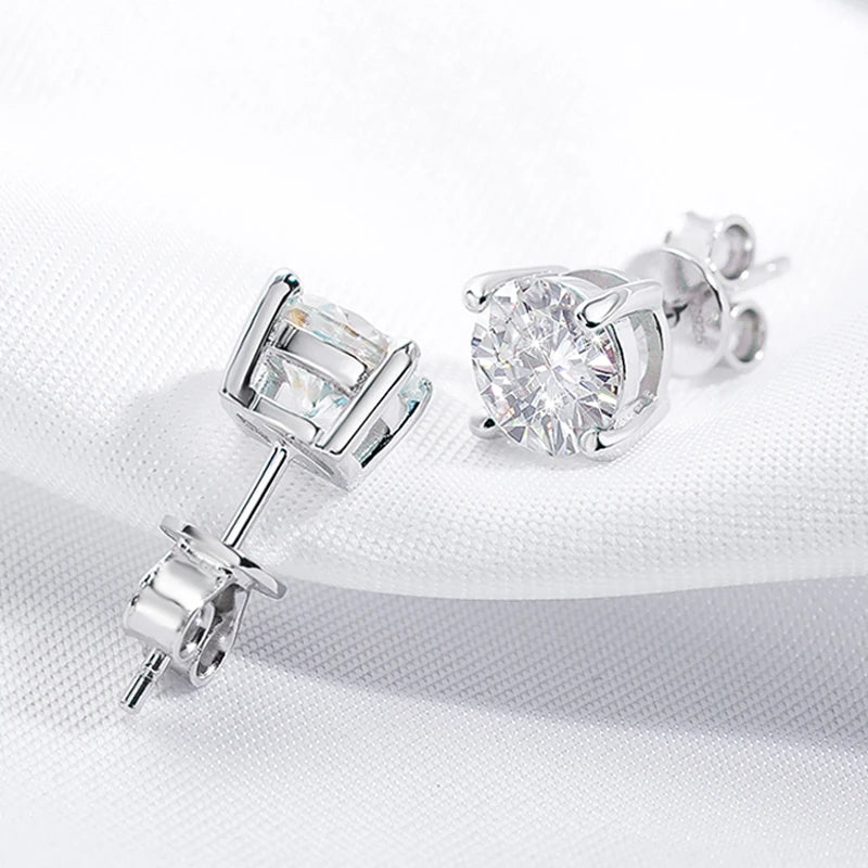 Moissanite Stud Earrings S925 Silver Certified Brilliance - Smarsty