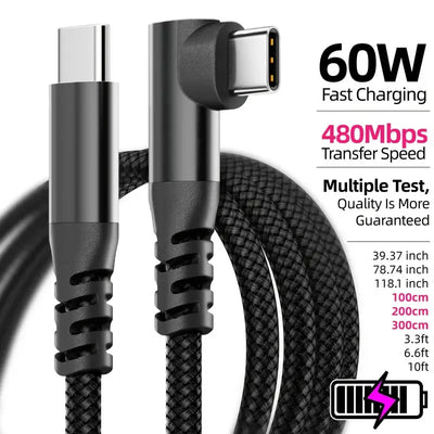 LAIHONEN 1PC USB C Cable 1M 2M 3M 10FT USB C Data Transfer 60W PD Fast Charging Cable for iPhone 15 15Plus 15Pro Max - Smarsty