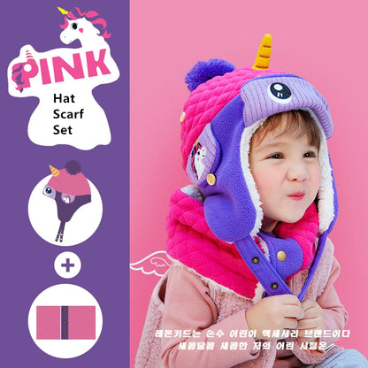 Kids Winter Hat Scarf Set Dinosaur Unicorn Style Gear - Smarsty