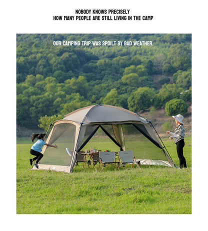 Outdoor Camping Mosquito Nets Tents 6-15 Person Rainproof Silver Glue Sunscreen Beach Picnic Sunshade Canopy Camping Equipment