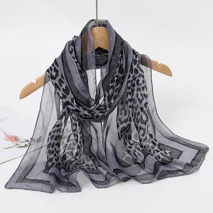 Women Print Chiffon Scarf Lightweight Sunscreen Shawl Wrap - Smarsty