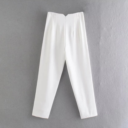 TRAFZA Women Elegant Solid Pencil Pants High Waist Pant For Women Casual Streetwear Woman Trousers Office Wear Chic Pant - Smarsty