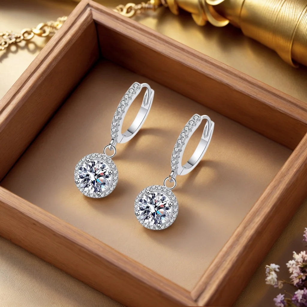 Sterling Silver Moissanite Hoop Earrings Hypoallergenic - Smarsty