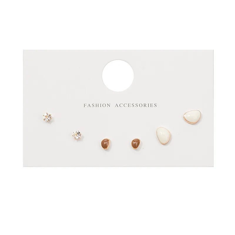 4 Pair Silver Heart Stud Earrings Set Cute Gift Everyday - Smarsty