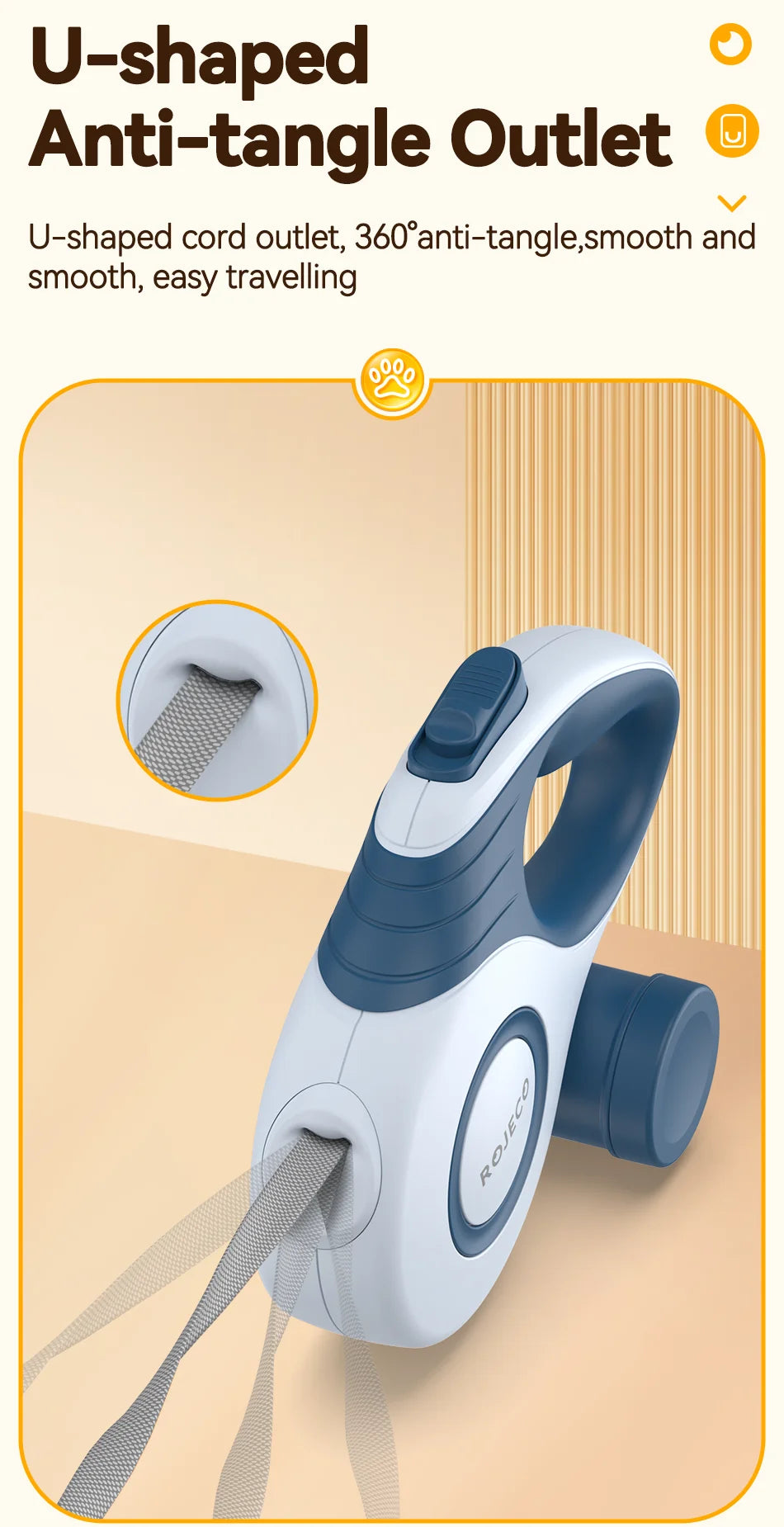 ROJECO Automatic Retractable Dog Leash for Small Dogs - Smarsty