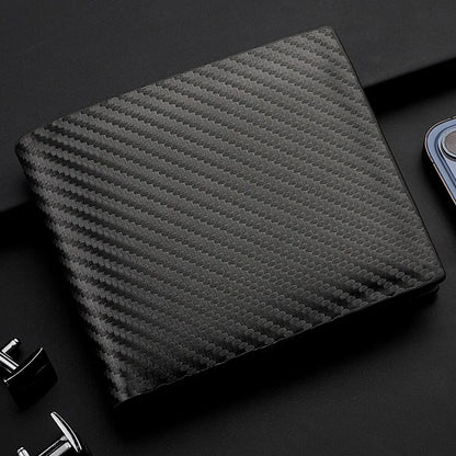 New Carbon Fiber Short Wallet Men's Card Bag Integrated Zipper Change Bag Holder - Smarsty