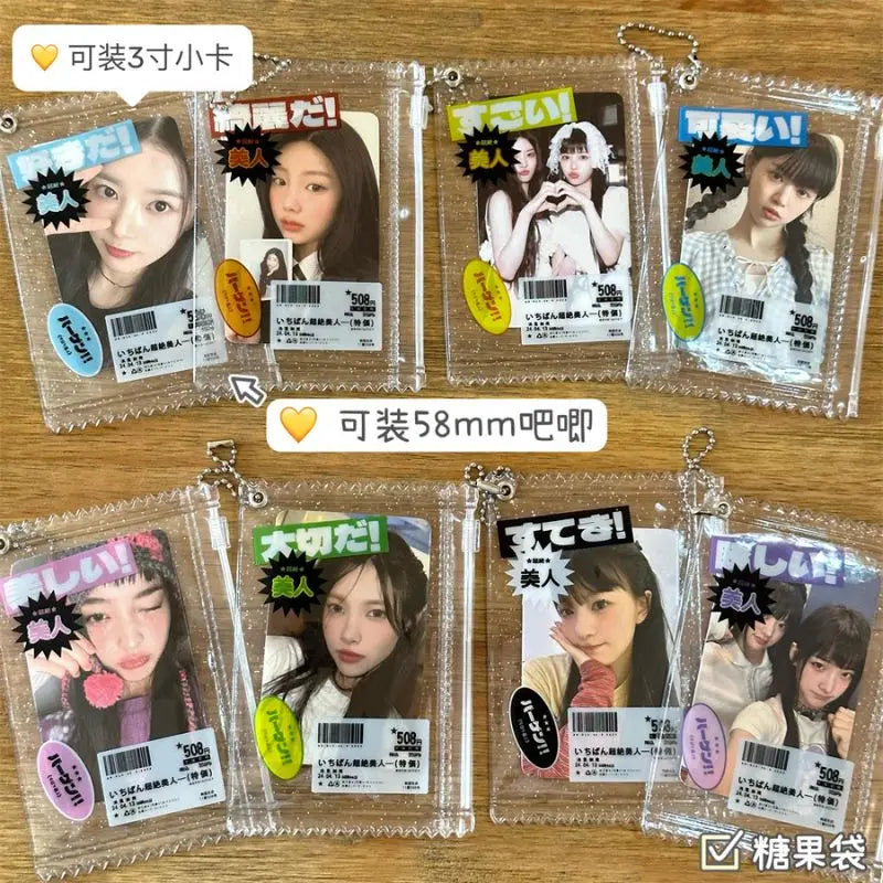 INS Transparent Candy Bag Badge Holder Korean Photocard Holder Display Bag Pendant Idol Photo Card Protective Cover Card Holder