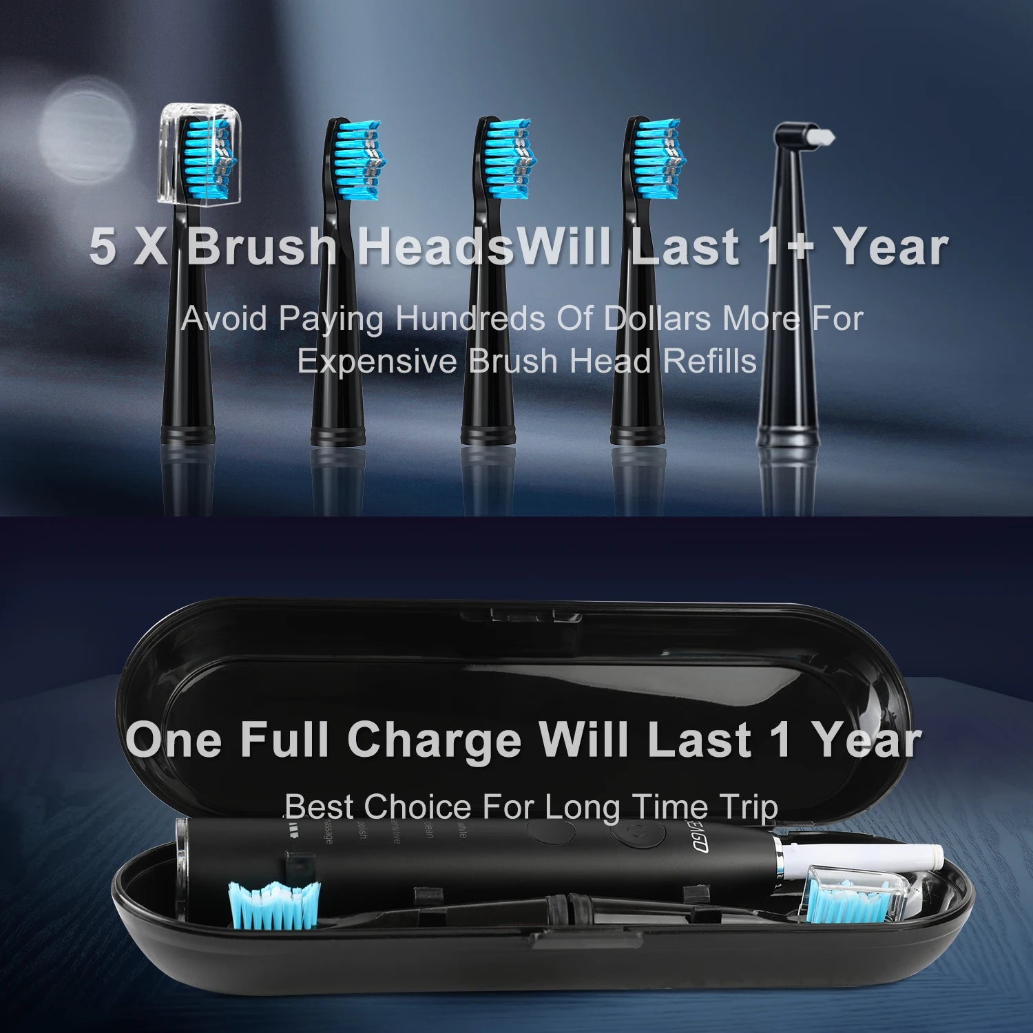 Seago Electric Sonic Toothbrush with 360 Days Battery Life - Smarsty