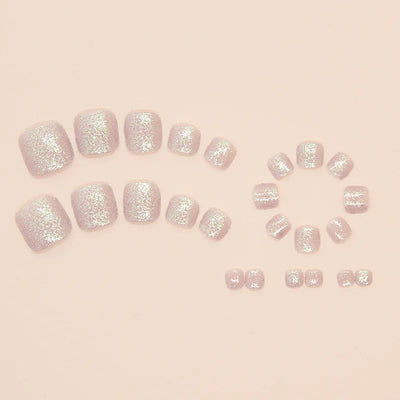 Colorful Flower Press On Nails Set with Glitter - Smarsty