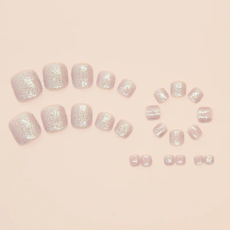 Colorful Flower Press On Nails Set with Glitter - Smarsty