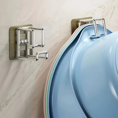 1/2/4/6Pcs Stainless Steel Washbasin Hook Multifunction Punch-free Kitchen Bathroom Rack Basin Storage Rack Towel Hanging Holder - Smarsty