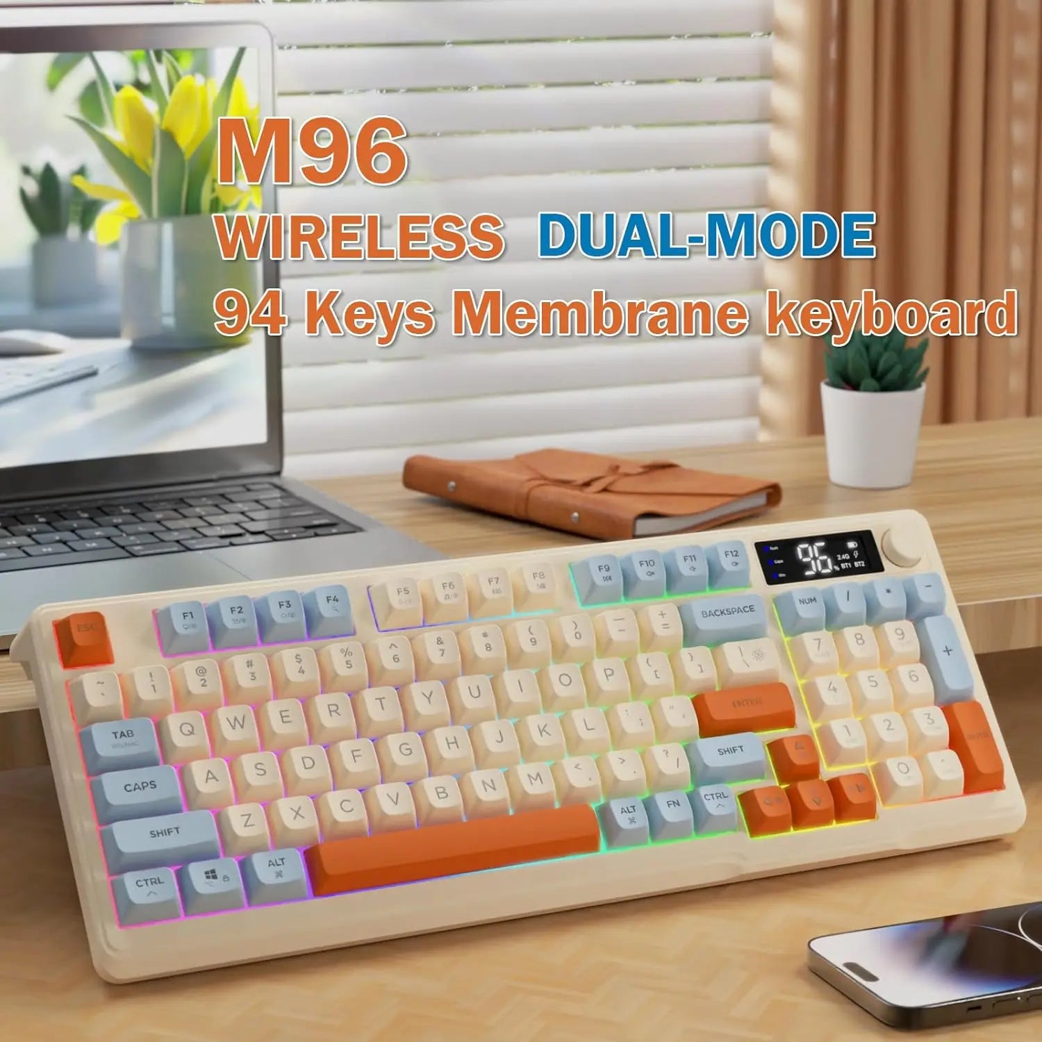Wireless Gaming Keyboard With Display Screen And Knob