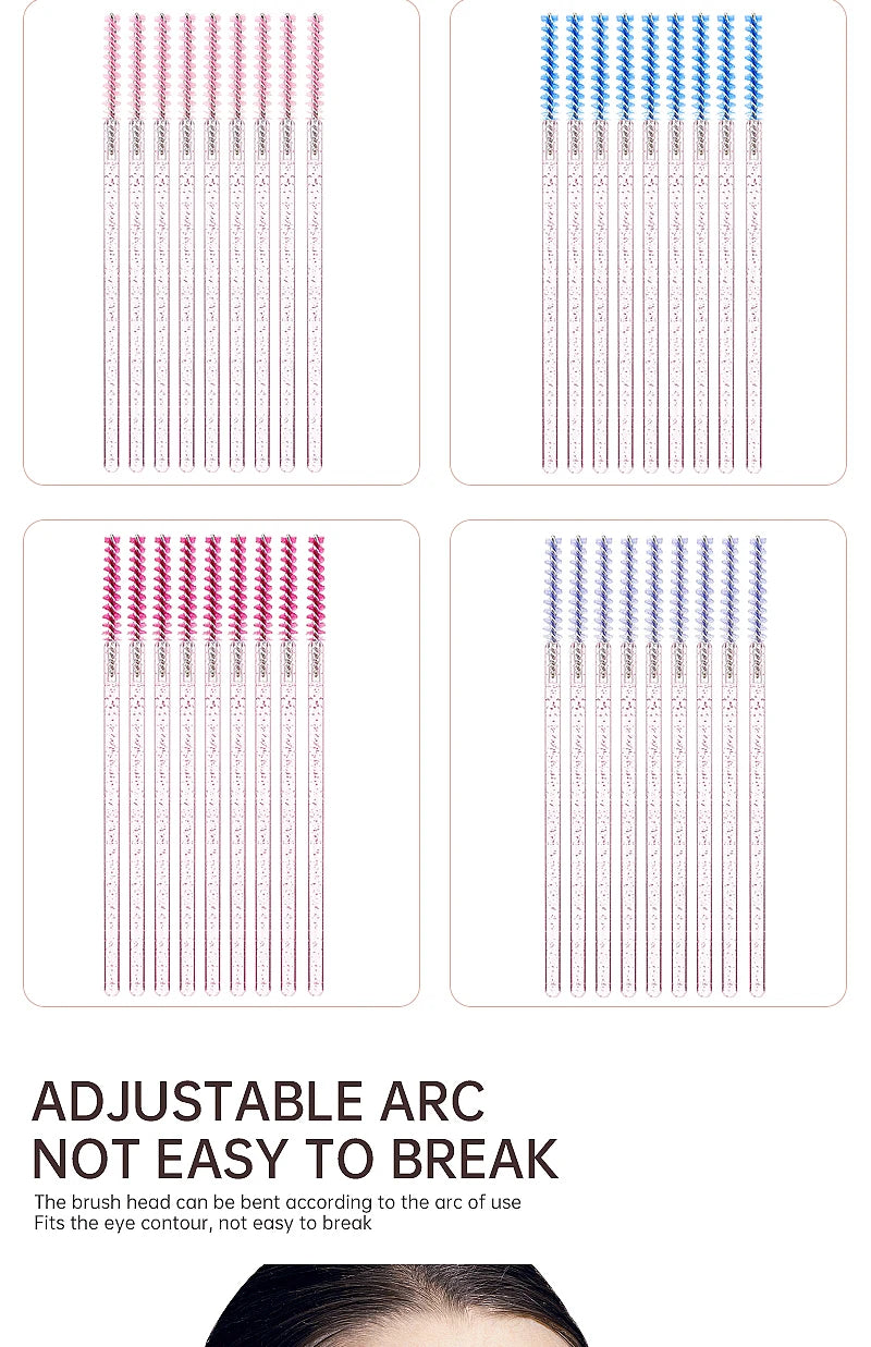 50 Pcs Disposable Eyelash Brushes with Diamond Handles - Smarsty