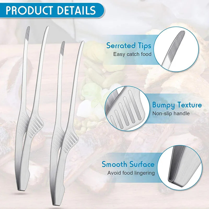 Non Slip Stainless Steel BBQ Tongs for Easy Serving - Smarsty
