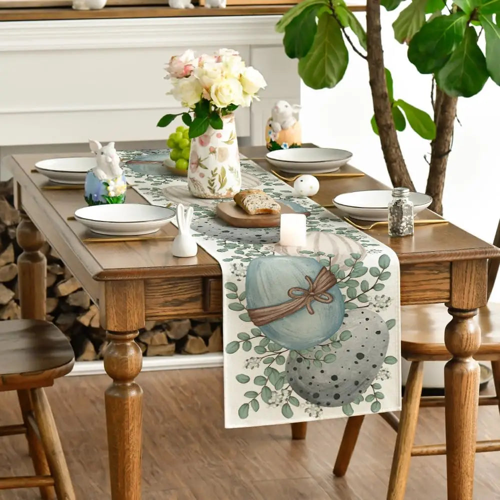 Eucalyptus Linen Table Runner for Spring Decor - Smarsty