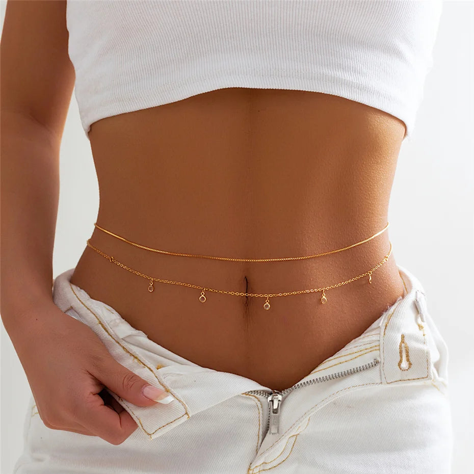 Boho Rhinestone Star Moon Belly Chain for Summer - Smarsty