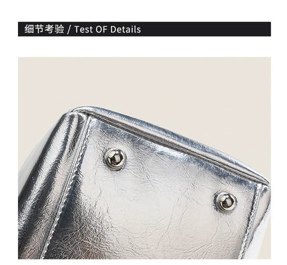 Bucket Bag For Women Silvery Pu Lunch Box Versatile Chic - Smarsty