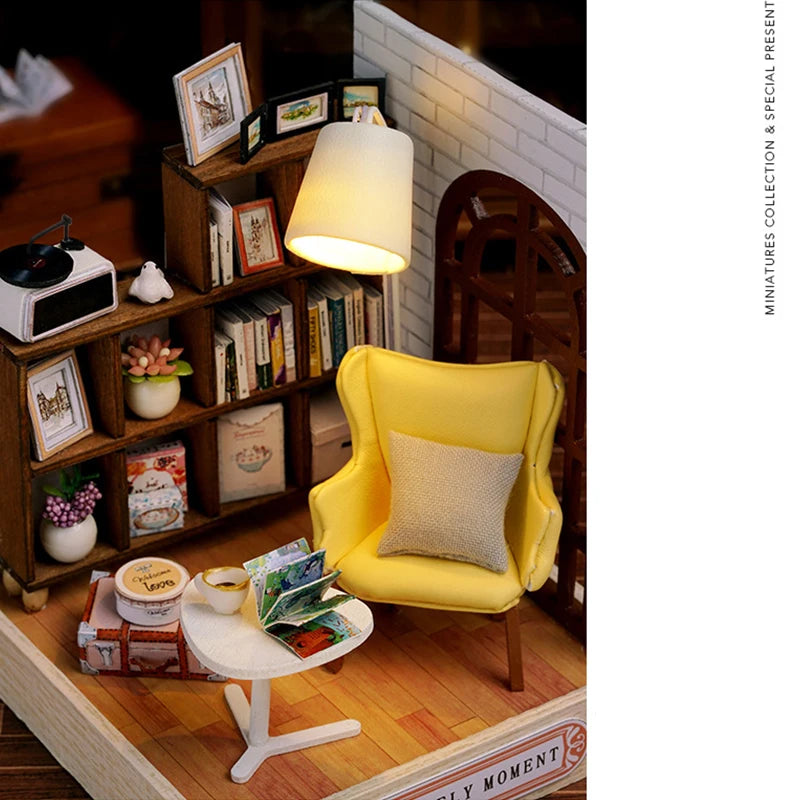 Wooden Mini Miniature Doll House DIY Small House Kit 3D Puzzle Building Assembly House Furniture Toy Children's Birthday Gifts