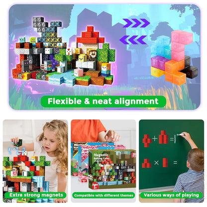 300pcs Warped Forest Magnetic Building Blocks Set, My World Figures Bricks, STEM Educational Toys for Kids, Gifts for Boys Girls