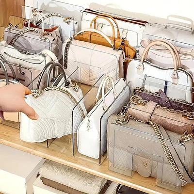 4 Slots Handbag Storage Racks Transparent Wardrobe Divider Shelf Acrylic Storage Holder Closet Organizer Bags Display Racks by Smarsty
