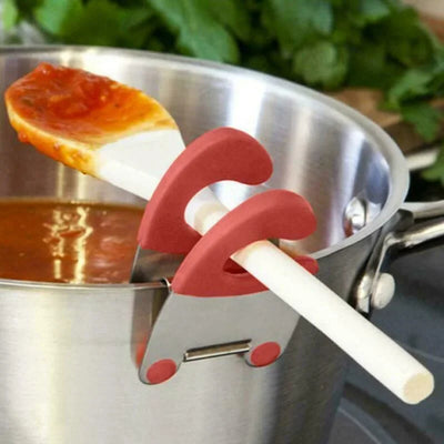 Pot Spoon Holder Pot Clip Holder Anti Scald Silicone Grip for Spoon Spatula Fork Cooking Utensils Spoon Rest Kitchen Accessories by Smarsty