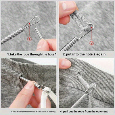 Bendable Spring Drawstring Threader Clip Pants Hoodies Elastic Band Lace Cord Flexible Drawstring Thread DIY Sewing Accessories - Smarsty