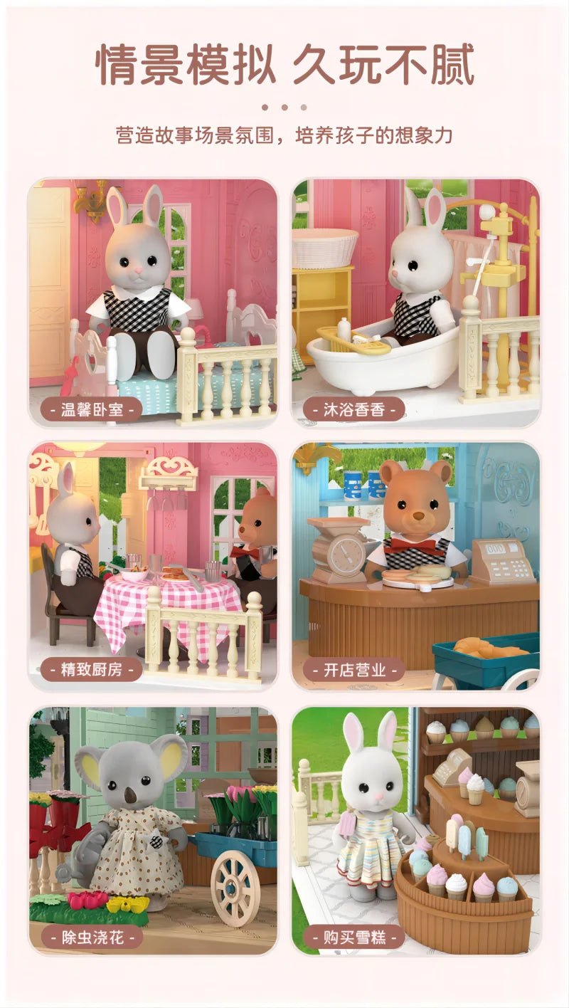 Girls kids Toys Miniature Dollhouse Furniture Shopping PlaySet DIY Family Games Supermarket Flower Store Pretend Toys by Smarsty