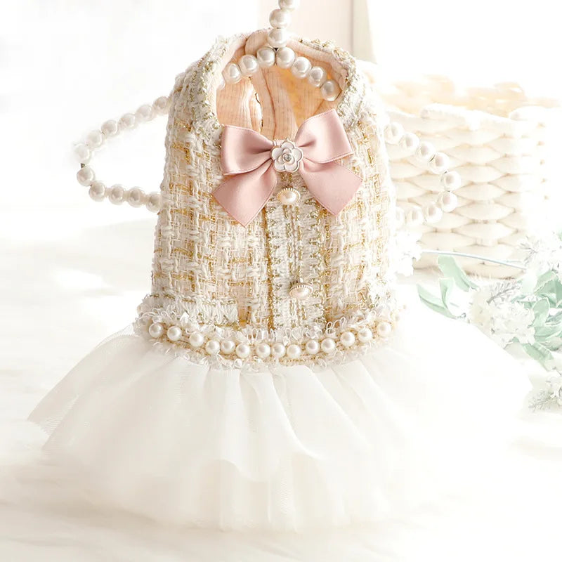 Luxury Cotton Dog Lace Dress with Tutu Skirt - Smarsty