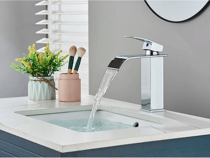 Brushed Gold Waterfall Bathroom Sink Faucet Mixer - Smarsty
