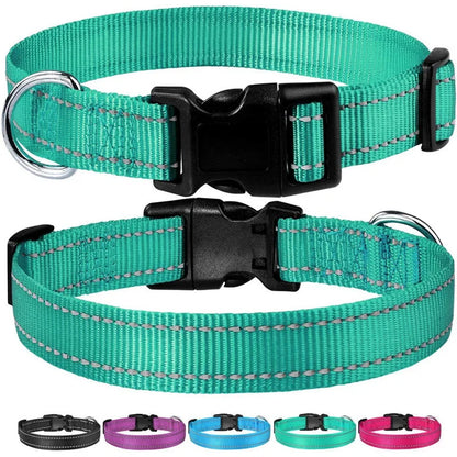Reflective Nylon Dog Collar With Adjustable Safety Feature - Smarsty