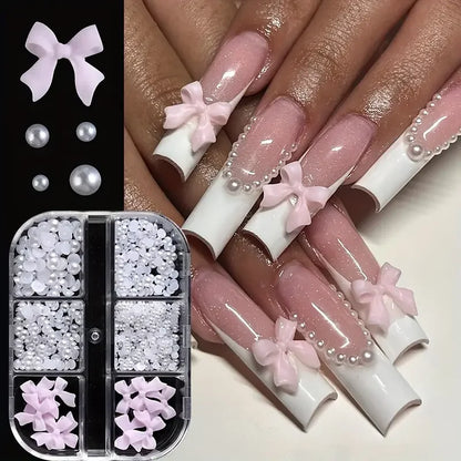 500PCS 3D Nail Art Decoration Kit with Colorful Resin Bows - Smarsty