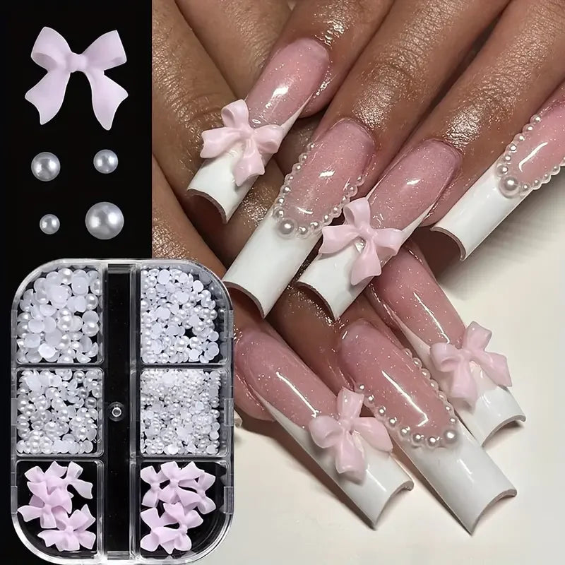 500PCS 3D Nail Art Decoration Kit with Colorful Resin Bows - Smarsty