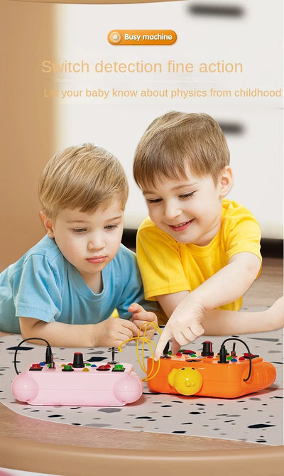 Montessori Busy Board Sensory Toys Cartoon with LED Light Switch Control Board Travel Activities Children Game for 2-4 Years Old - Smarsty