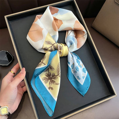 Luxury Silk Skinny Scarf with Cat Print for Women - Smarsty