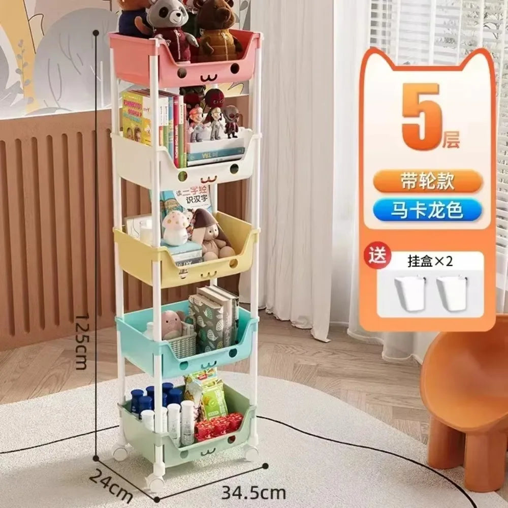 Storage Trolley Bookshelf Snack Rack For Children Storage Organizer Bathroom Accessories Closet Organizer Toy Kitchen Storage by Smarsty