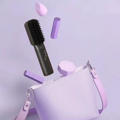 Cordless Hair Straightener Brush with Anti-Scald Feature - Smarsty