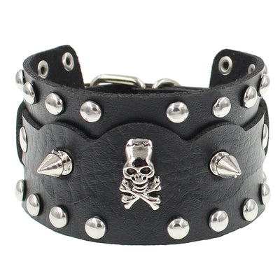 90s Punk Style PU Leather Spiked Bracelet - Smarsty