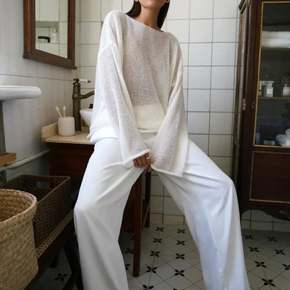 Elegant Sweater Women 2024 Summer Autumn Casual Fashion Loose Women Pullovers Chic Pink White Jumper Sueter Mujer - Smarsty