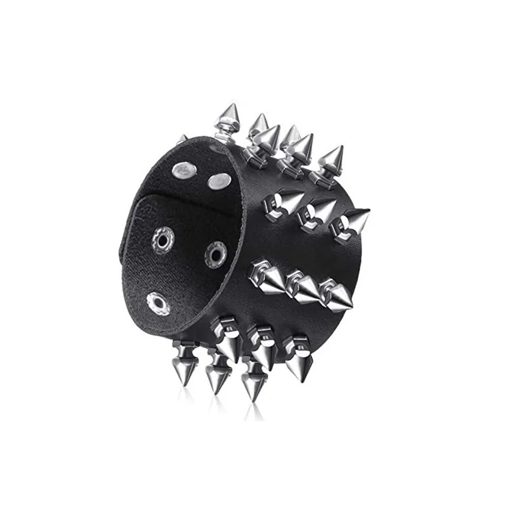 Unisex PU Leather Punk Bracelet With Spikes And Skull - Smarsty