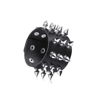 Unisex PU Leather Punk Bracelet With Spikes And Skull - Smarsty